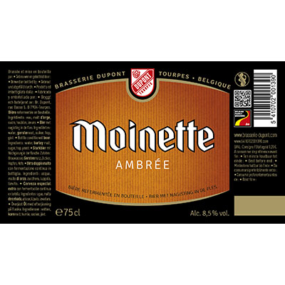 5410702001390 Moinette Ambrée - 75cl Bottle conditioned beer  Sticker Front